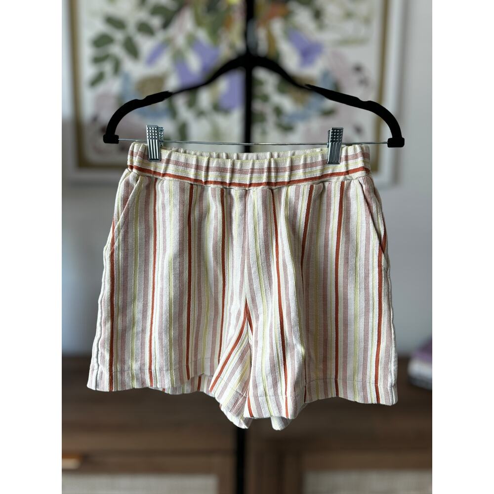 Madewell Textural Knit High-Rise Pleated Shorts Afterglow Red Stripe Size Small